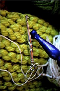 Pure Pewter Crochet Hook Pendant on a Sterling Silver Chain - perfect gift for any crocheter! From Furls Fiberarts.