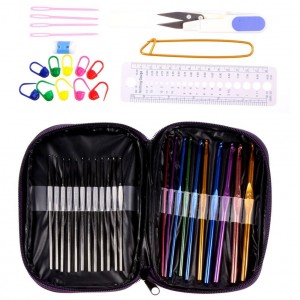 Teika Crochet Set Complete with (Scissors, Stitch Markers, Gauge Measure, Yarn Needles, 4.5" Safety Pin, Row Counter)
