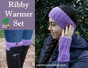 Ribby Headband;Boot Cuff;Gloves Set by Pattern Paradise!