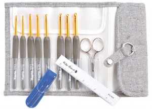 Tulip Etimo Hook Set - comes with 8 hooks, needles, a ruler, and scissors - all in a lovely case! Highly recommended!