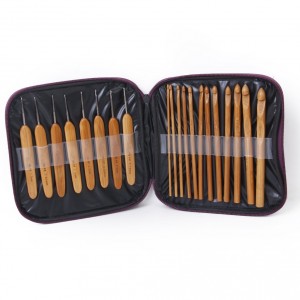 20 Pcs Bamboo Crochet Hooks with Case