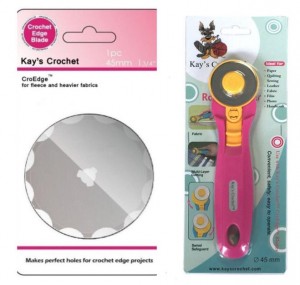Kay's Crochet Edge Fleece Blade with 45mm Rotary Cutter Makes Perfect Holes for Crochet Edge Projects