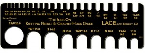 Lacis Knitting/Crochet Gauge - slides on so it's perfect for crochet hooks! Crochet with confidence when you add this to your toolbox!