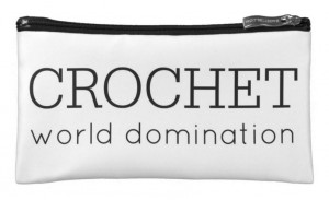 Crochet is taking over the world! Get this pouch to store your hooks and notions... and start plotting how you can help crochet take over the world!