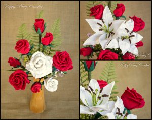 Crochet Flower Pattern Bundle - Crochet Lily & Roses for Bouquets, Decoration, Hair and Brooches
