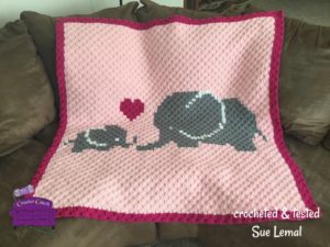 Elephant Mommy and Baby Afghan