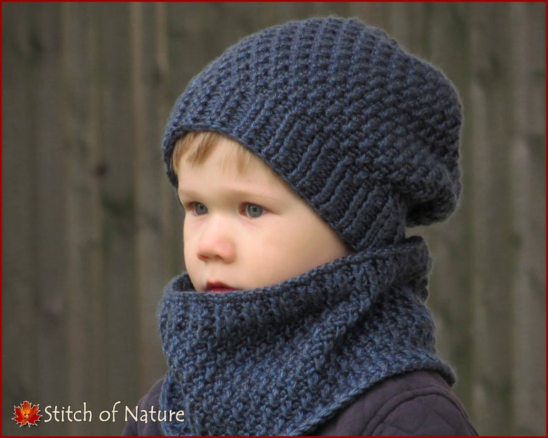 The Portland Slouchy Hat and Cowl Set Pattern (Baby to Adult sizes - Boys, Girls) 1 Portland Slouchy Hat and Cowl