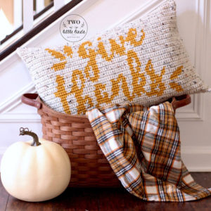 Give Thanks Crochet Pillow for Cozy Fall Decor