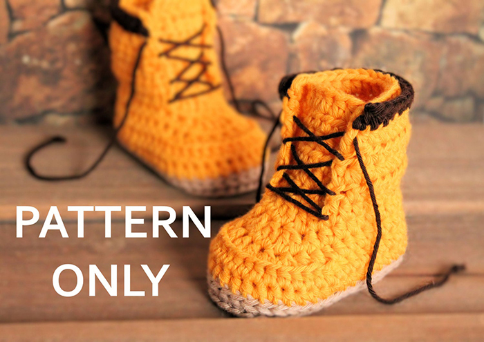 Woodsman Construction Boot Crochet Pattern for Babies