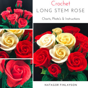crochet long stem roses