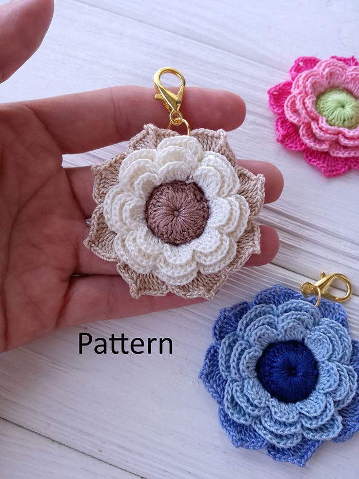 Crochet Flower Brooch Pattern 1 Crochet Flower Brooch Pattern
