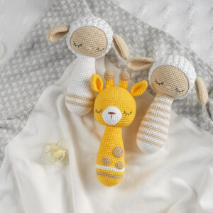 Lamb and Giraffe Amigurumi Rattles