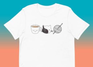 Coffee, Cats, Crochet T-Shirt