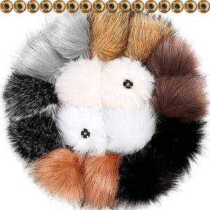 Faux Fur Pom Poms with Buttons