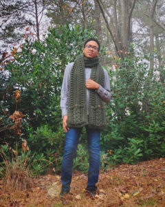 Forest Pine Crochet Pocket Scarf