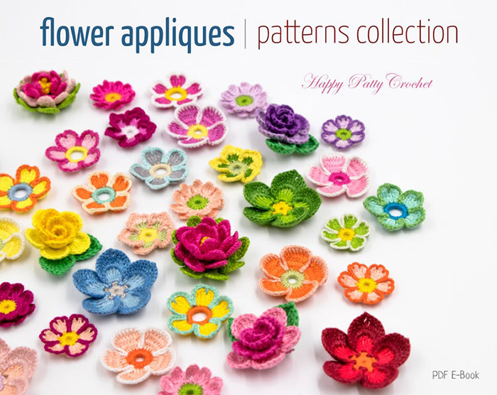 9 Crochet Flower Pattern Collection - Crochet Flower Appliques Patterns Bundle