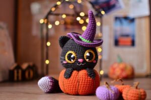 Witch Cat in Pumpkin