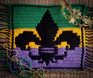 Fleur-de-lis Overlay Mosaic Crochet Square