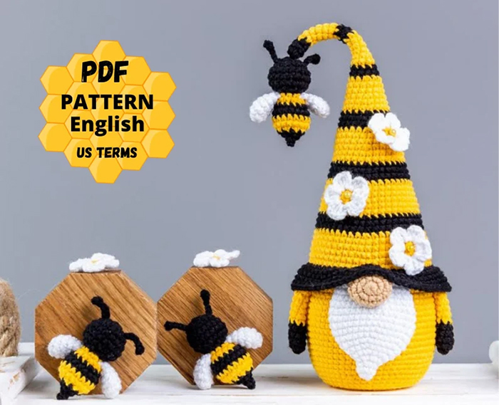 Gnome with Bees Crochet Pattern