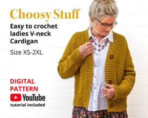 Ladies Crochet V - Neck Cardigan