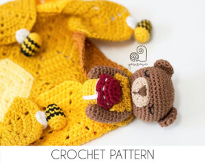 Ted the Bear crochet amigurumi teddy bear lovey security comfort blanket