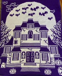 Haunted Hilltop Horror House Overlay Mosaic Crochet Pattern by Little Green Feather