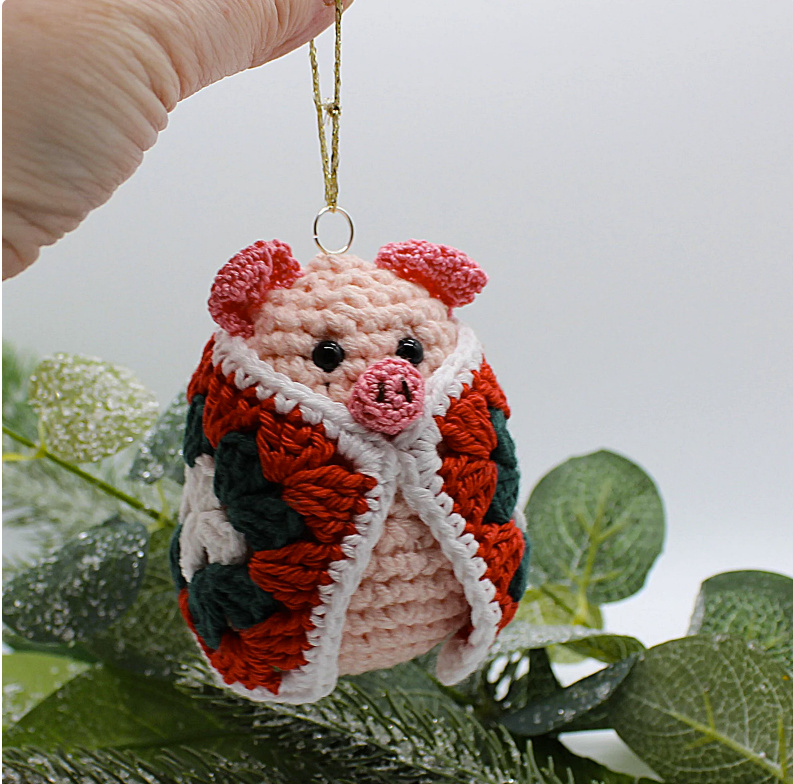 pig in a granny square blanket