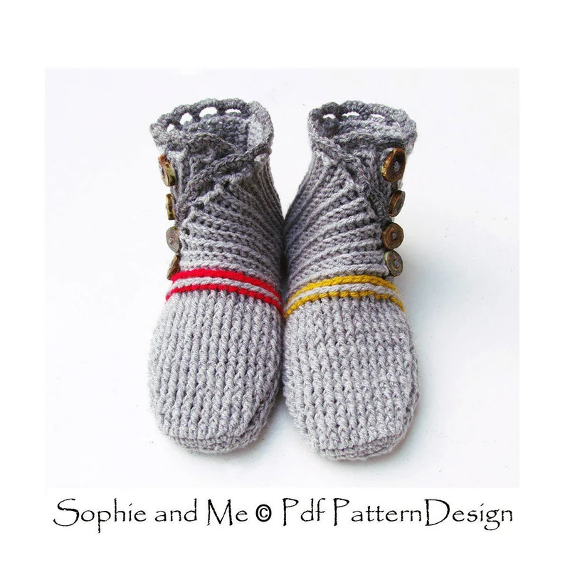 Wrap and Button Adult Booties by Pdf Pattern Design 1 Wrap and Button Adult Booties