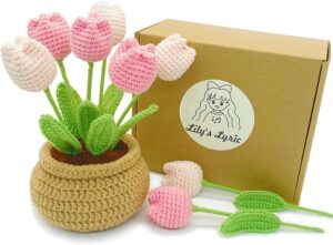 Lily's Lyric Crochet & Craft Kit contains everything you need to make these adorable crochet flowers in a pot! What a fun gift idea!