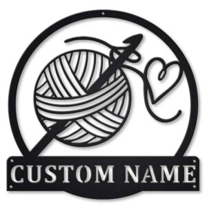 Crochet Monogram Metal Sign