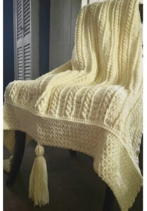 French Vanilla Ripple Crochet Cable Blanket