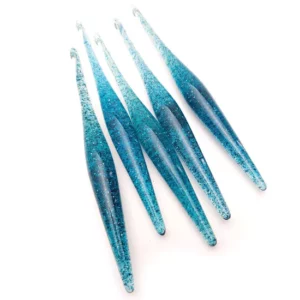 Teal Streamline Glitter Crochet Hooks