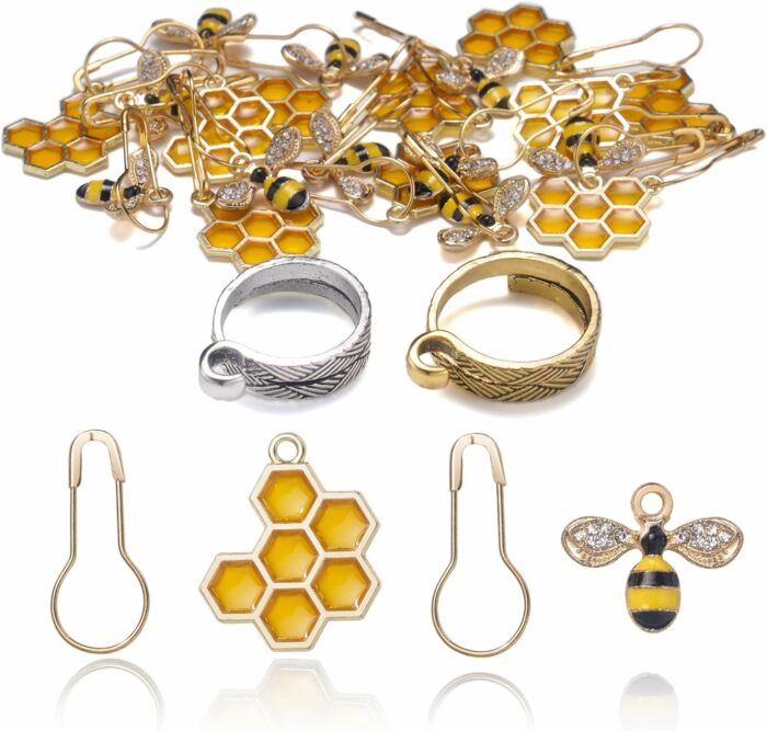 Cute Bee Honeycomb Stitch Markers 1 Cute Bee Honeycomb Stitch Markers