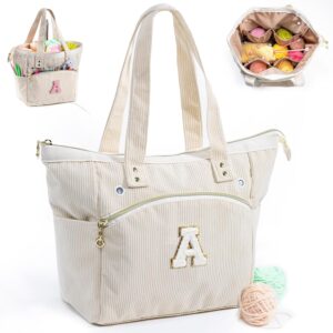 Personalized Corduroy Crochet Project Bag 1