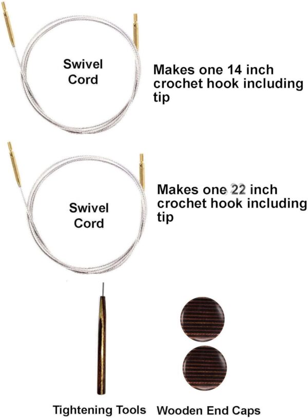 Lantern Moon Bequest 6-Inch Tunisian Interchangeable Crochet Hook Set Handcrafted Ebony Sizes US G, H, I, J,K, L - Image 2