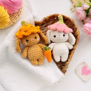 Crochet Bunnies in Easter Hats