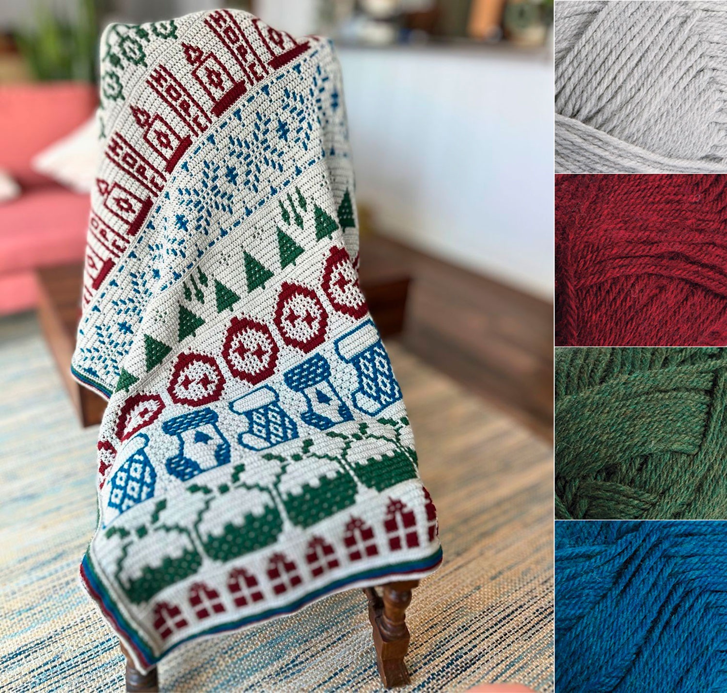 Christmas mosaic crochet blanket bundle