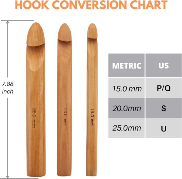 Kalovin Giant Bamboo Crochet Hook Set – 15/20/25 mm (3‑Pack) - Image 3