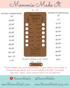 temperature blanket labels