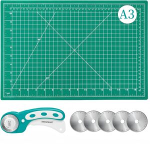rotary cutter and mat for crochet fringe