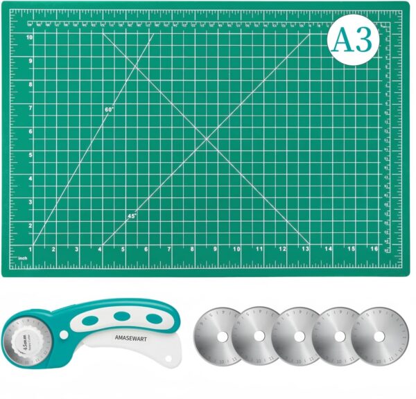 rotary cutter and mat for crochet fringe