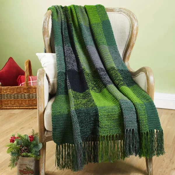 Holiday Plaid Throws Crochet Kit