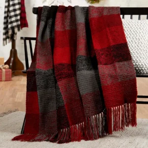 Holiday Plaid Throws Crochet Kit