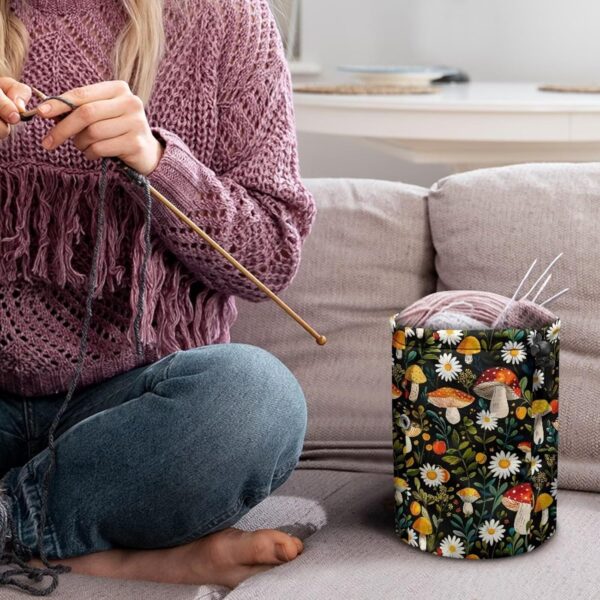 mushroom crochet project bag