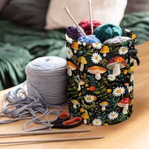 mushroom crochet project bag