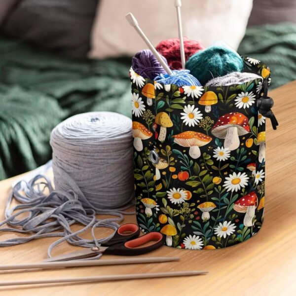mushroom crochet project bag