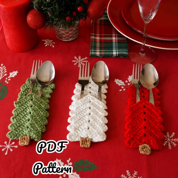 Christmas Tree Cutlery Holder Crochet Pattern