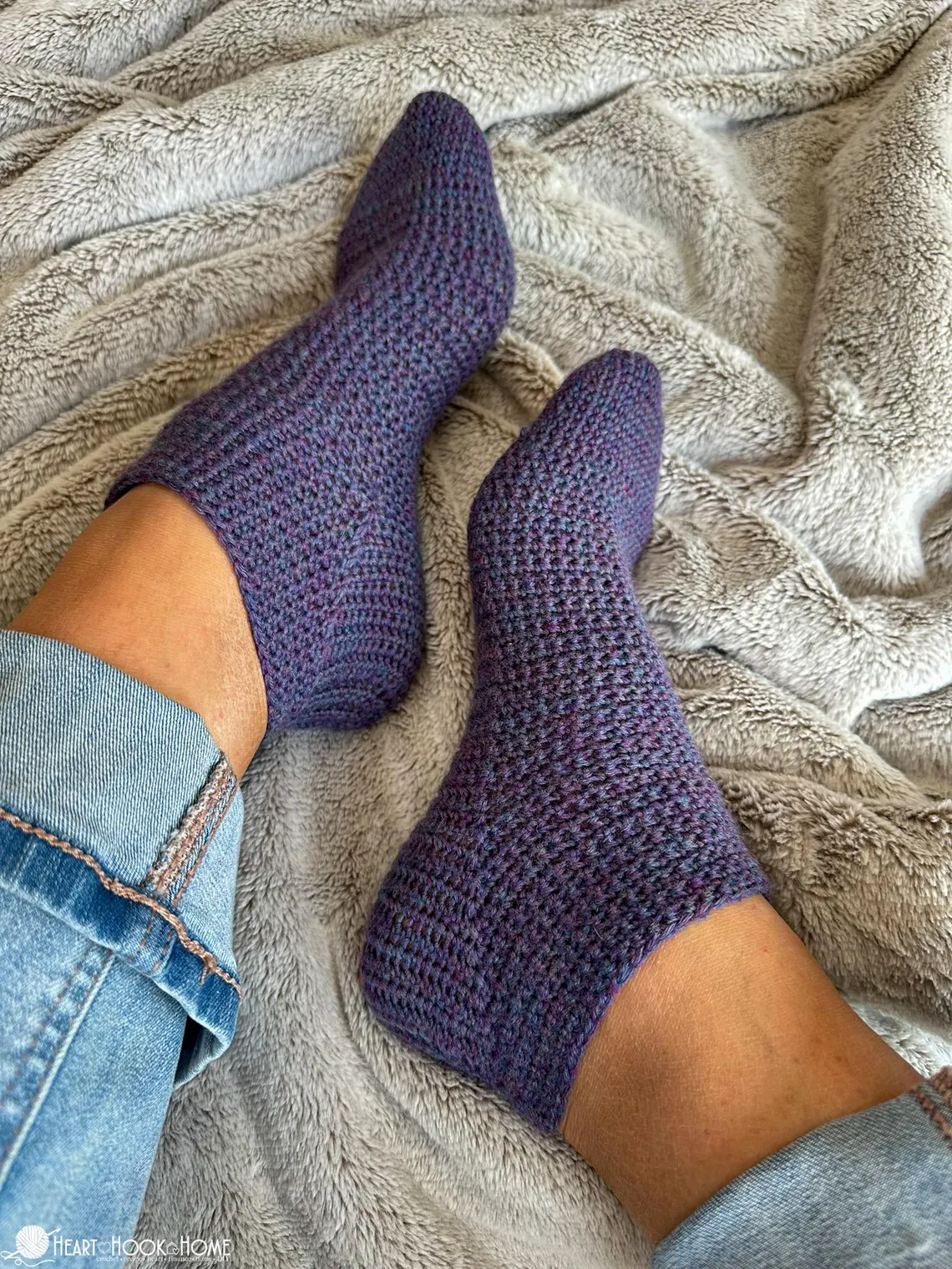 Single Crochet Sock Pattern: Easy Beginner Socks (PDF, 5 Sizes) from Heart Hook Home 3 Single Crochet Sock Pattern