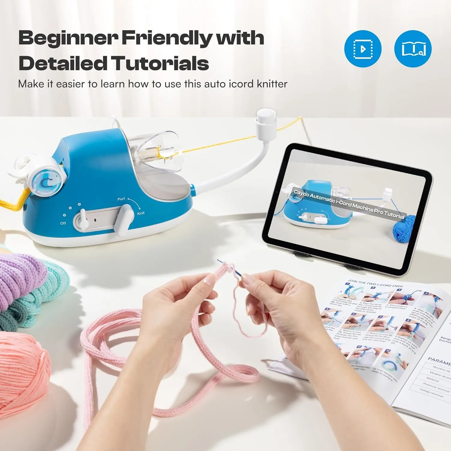 Electric i-Cord Knitting Machine i1 Pro – Automatic Tricotin 5 electric i-cord knitting machine