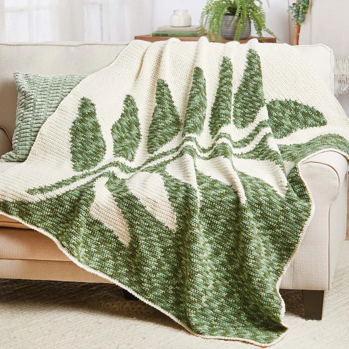 Herrschners Mirrored Leaves Throw Crochet Kit 2 mirrored leaves throw crochet kit